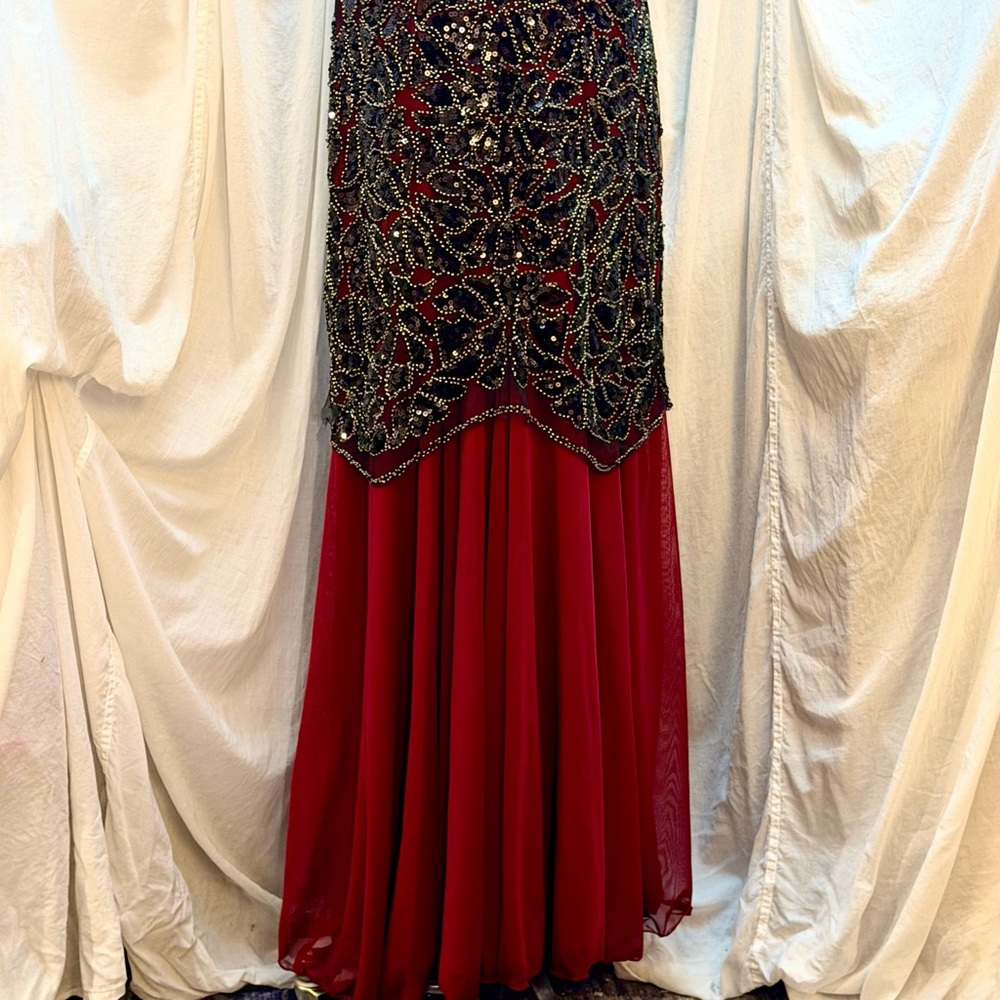 Gatsby 1920s Style Beaded Sequin Maxi Sheer Gown Dress by PrettyGuide Sz XXL. D1 - Picture 6 of 7